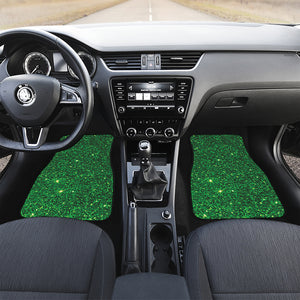 Green Glitter Artwork Print (NOT Real Glitter) Front and Back Car Floor Mats