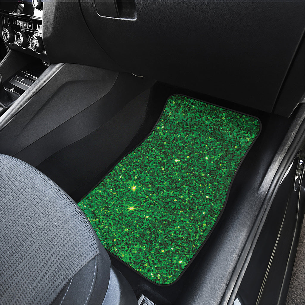 Green Glitter Artwork Print (NOT Real Glitter) Front and Back Car Floor Mats