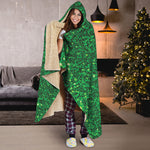 Green Glitter Artwork Print (NOT Real Glitter) Hooded Blanket