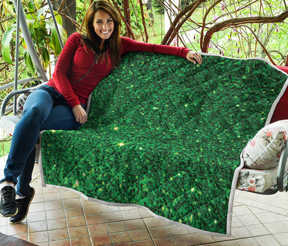 Green Glitter Artwork Print (NOT Real Glitter) Quilt