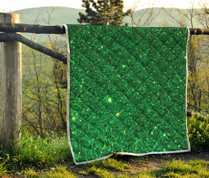 Green Glitter Artwork Print (NOT Real Glitter) Quilt