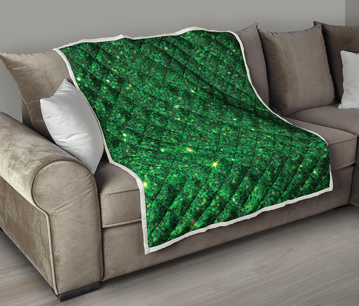 Green Glitter Artwork Print (NOT Real Glitter) Quilt