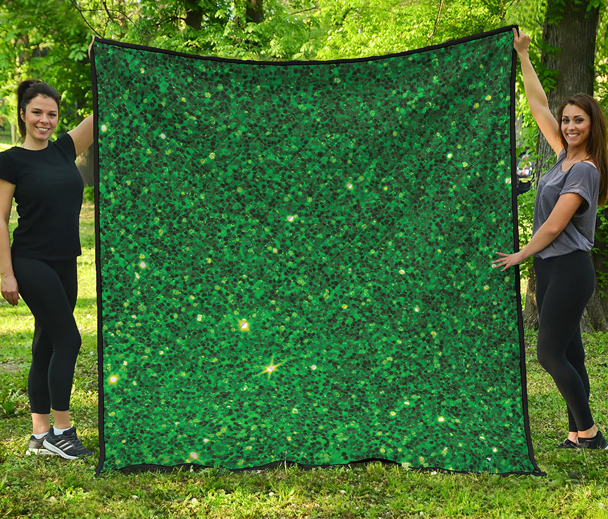 Green Glitter Artwork Print (NOT Real Glitter) Quilt