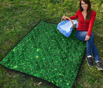 Green Glitter Artwork Print (NOT Real Glitter) Quilt
