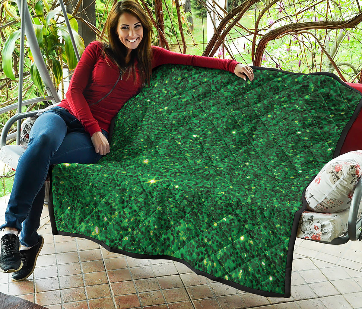 Green Glitter Artwork Print (NOT Real Glitter) Quilt