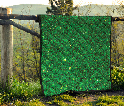 Green Glitter Artwork Print (NOT Real Glitter) Quilt
