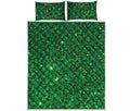 Green Glitter Artwork Print (NOT Real Glitter) Quilt Bed Set