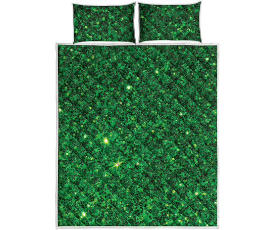 Green Glitter Artwork Print (NOT Real Glitter) Quilt Bed Set