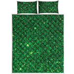 Green Glitter Artwork Print (NOT Real Glitter) Quilt Bed Set