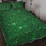 Green Glitter Artwork Print (NOT Real Glitter) Quilt Bed Set