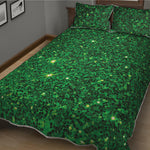 Green Glitter Artwork Print (NOT Real Glitter) Quilt Bed Set