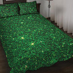Green Glitter Artwork Print (NOT Real Glitter) Quilt Bed Set