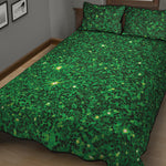 Green Glitter Artwork Print (NOT Real Glitter) Quilt Bed Set
