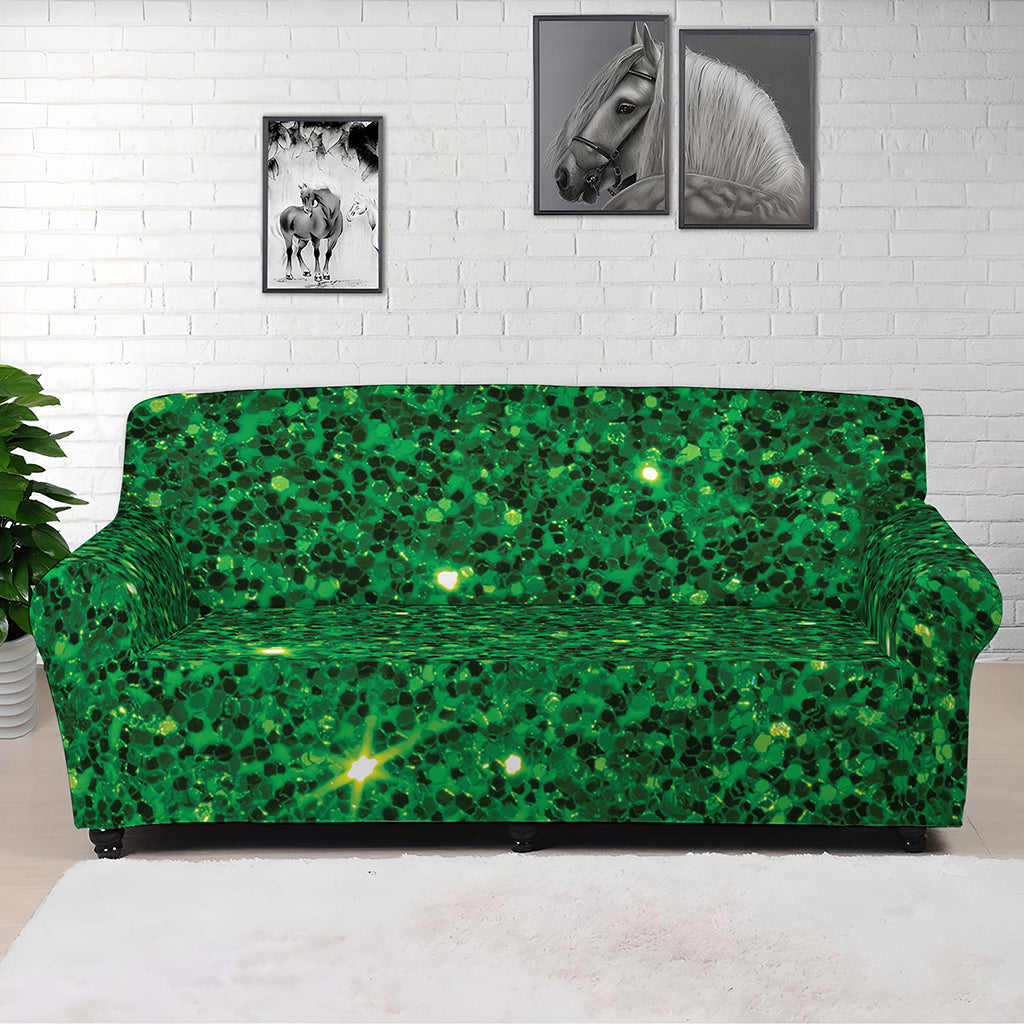 Green Glitter Artwork Print (NOT Real Glitter) Sofa Cover