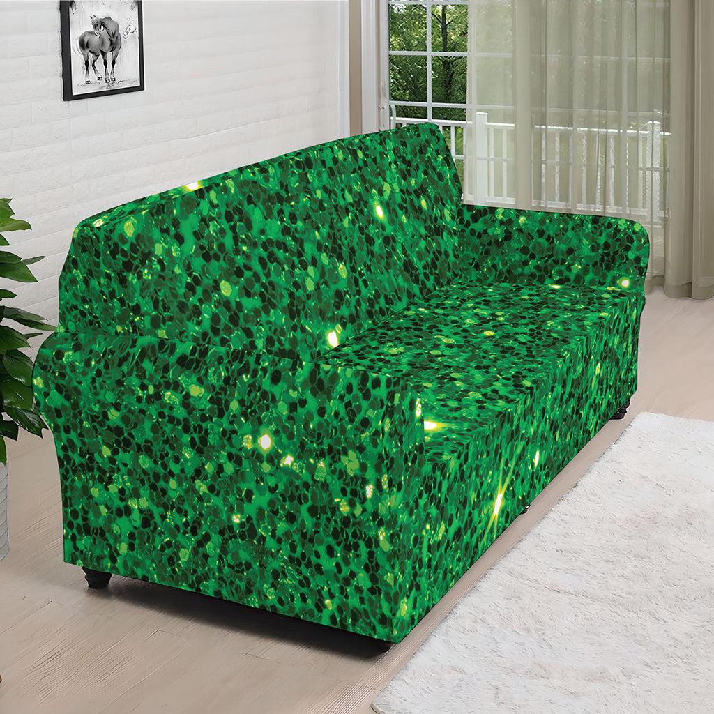 Green Glitter Artwork Print (NOT Real Glitter) Sofa Cover