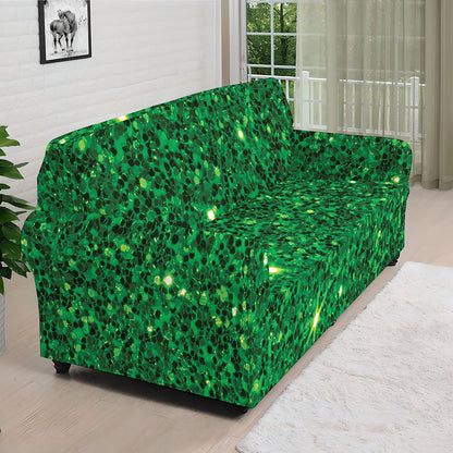 Green Glitter Artwork Print (NOT Real Glitter) Sofa Cover