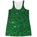 Green (NOT Real) Glitter Print Women's Racerback Tank Top
