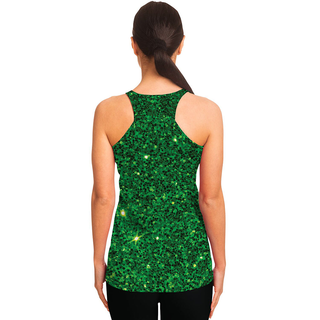 Green Glitter Artwork Print (NOT Real Glitter) Women's Racerback Tank Top