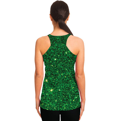 Green Glitter Artwork Print (NOT Real Glitter) Women's Racerback Tank Top