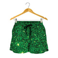 Green (NOT Real) Glitter Print Women's Shorts