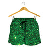Green Glitter Artwork Print (NOT Real Glitter) Women's Shorts