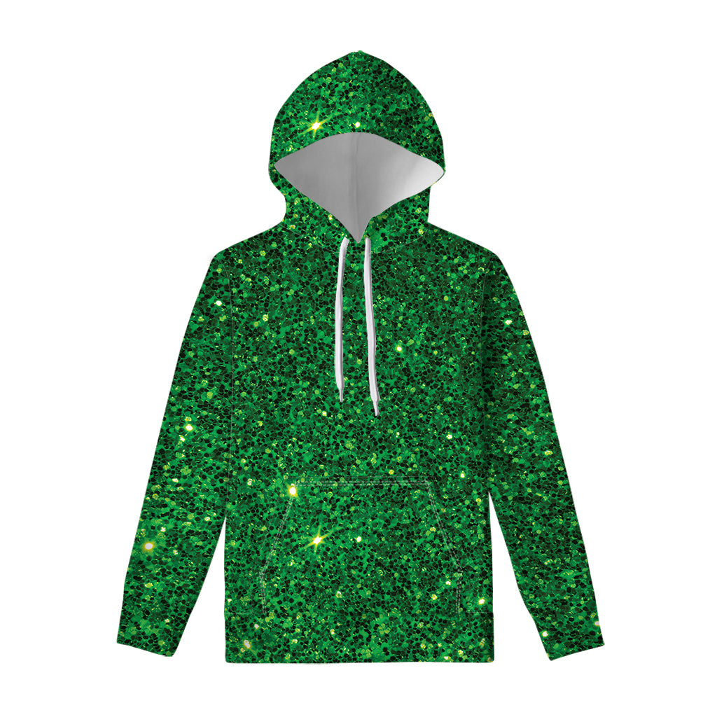 Green Glitter Artwork Print Pullover Hoodie