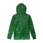 Green Glitter Artwork Print Pullover Hoodie