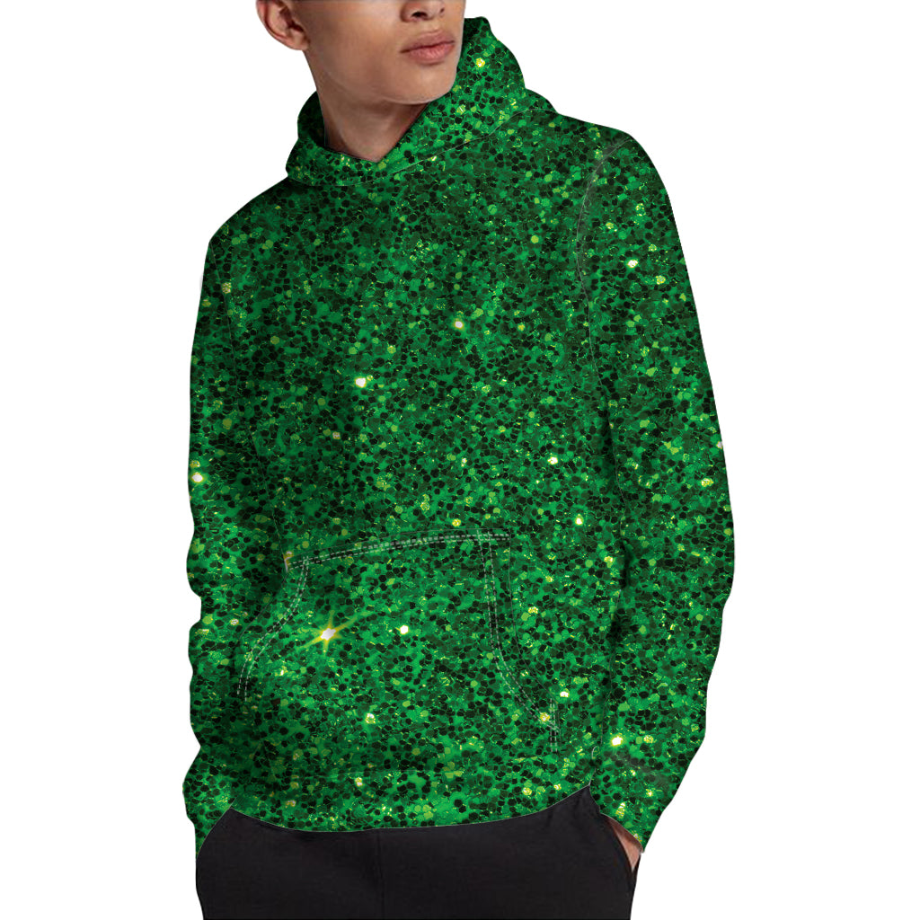 Green Glitter Artwork Print Pullover Hoodie