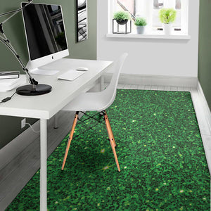 Green Glitter Texture Print Area Rug