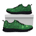 Green (NOT Real) Glitter Print Black Running Shoes