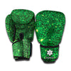 Green Glitter Texture Print Boxing Gloves