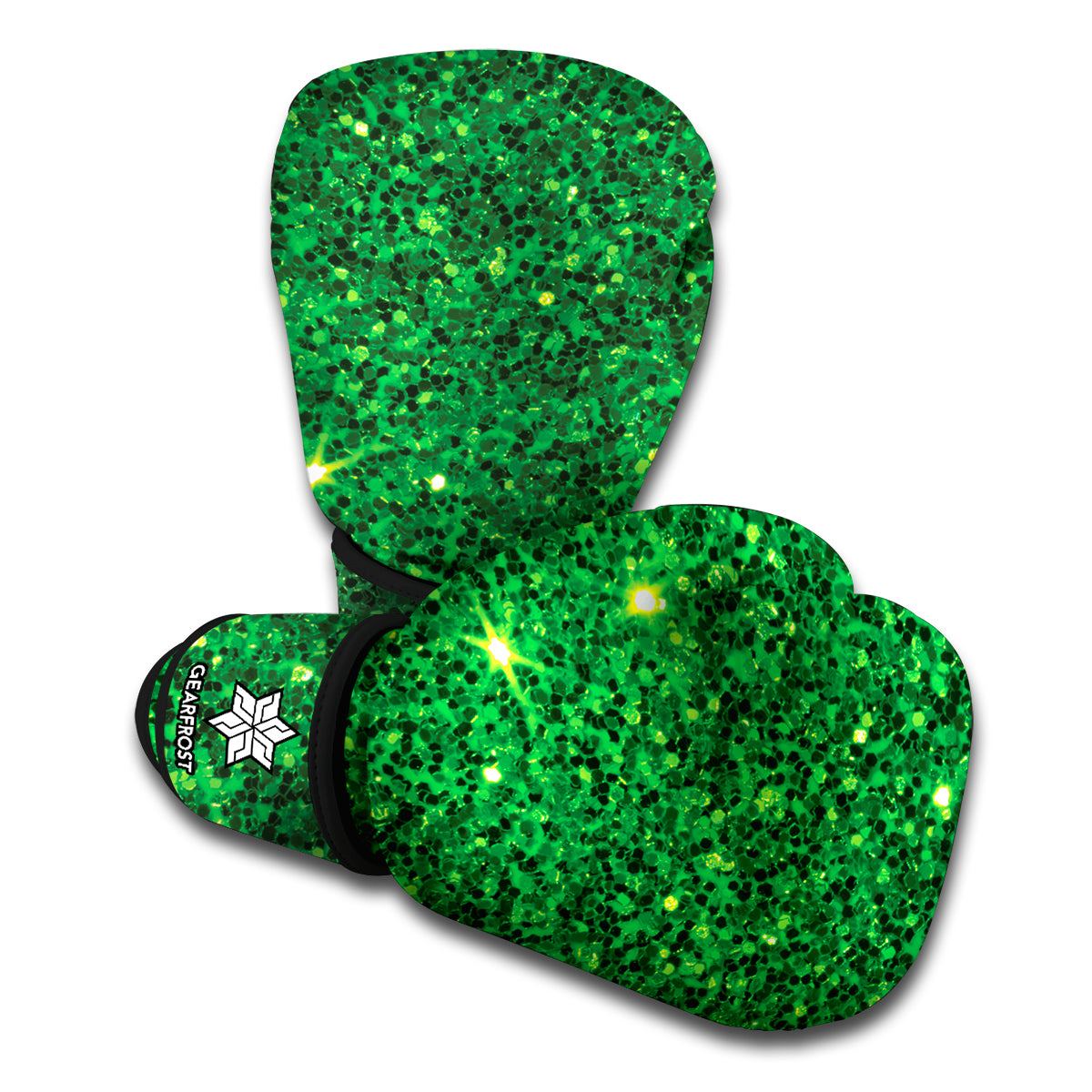 Green Glitter Texture Print Boxing Gloves