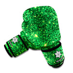 Green Glitter Texture Print Boxing Gloves