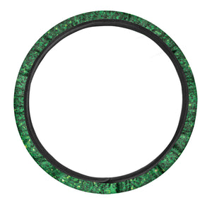 Green Glitter Texture Print Car Steering Wheel Cover