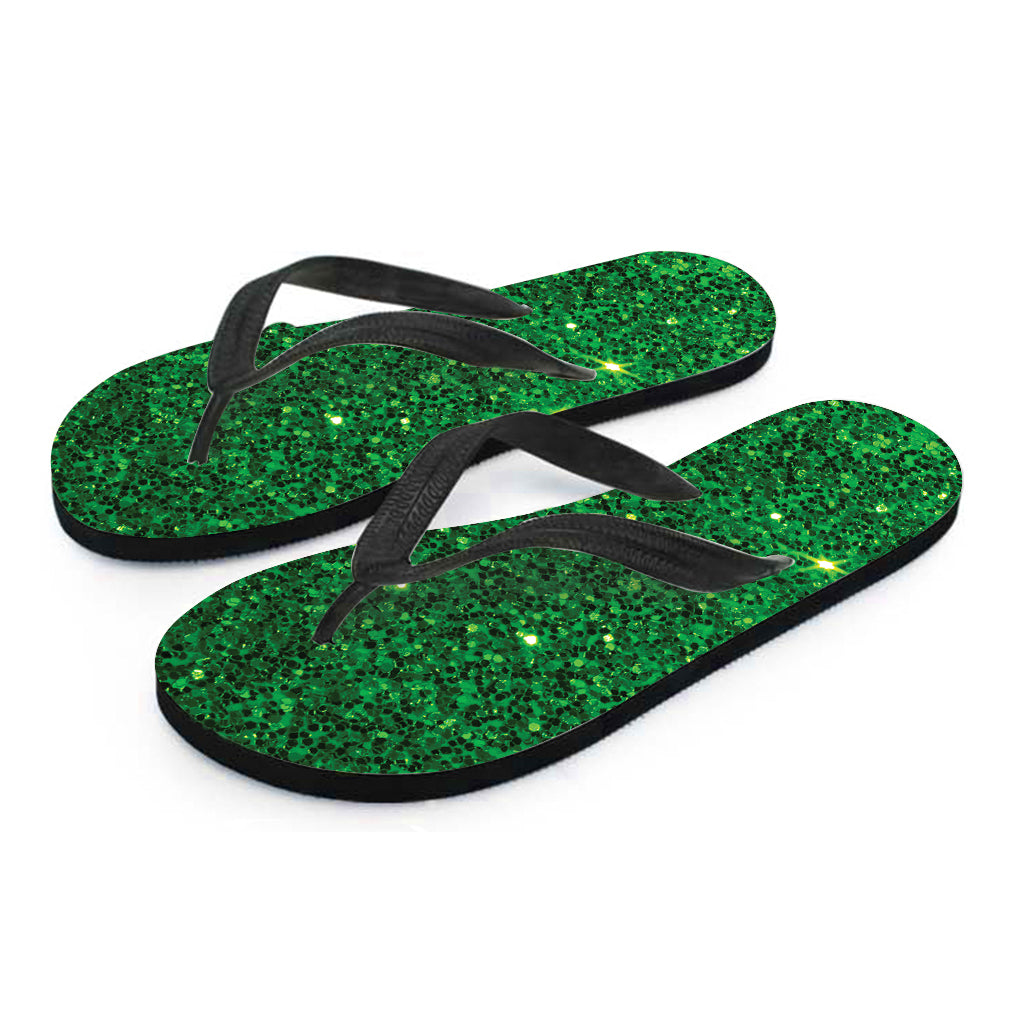 Green Glitter Texture Print Flip Flops