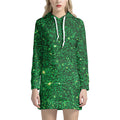 Green (NOT Real) Glitter Print Pullover Hoodie Dress