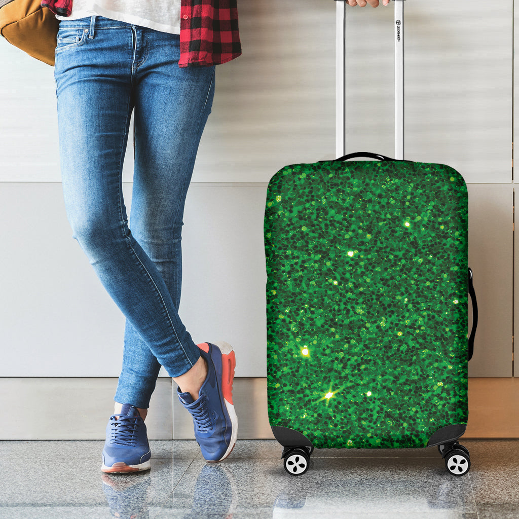 Green Glitter Texture Print Luggage Cover