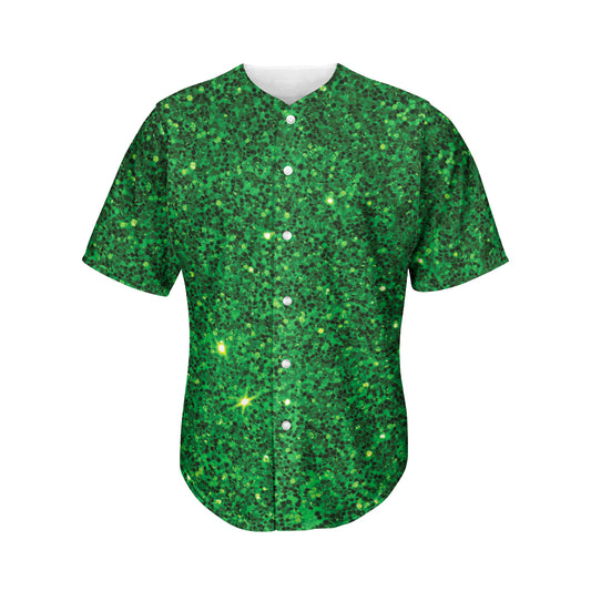 Green Glitter Texture Print Men's Baseball Jersey