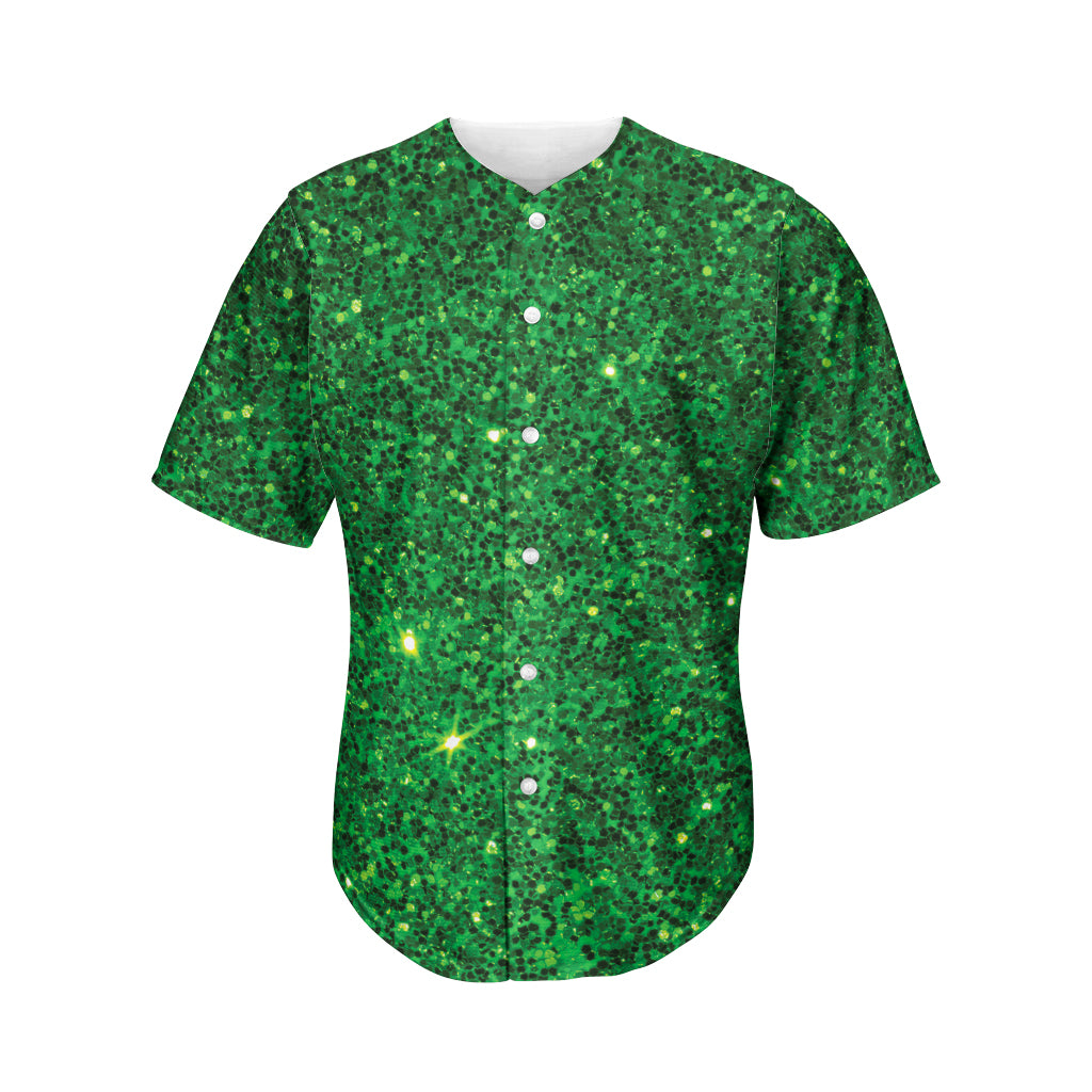 Green Glitter Texture Print Men's Baseball Jersey
