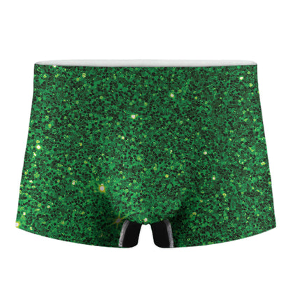 Green Glitter Texture Print Men's Boxer Briefs
