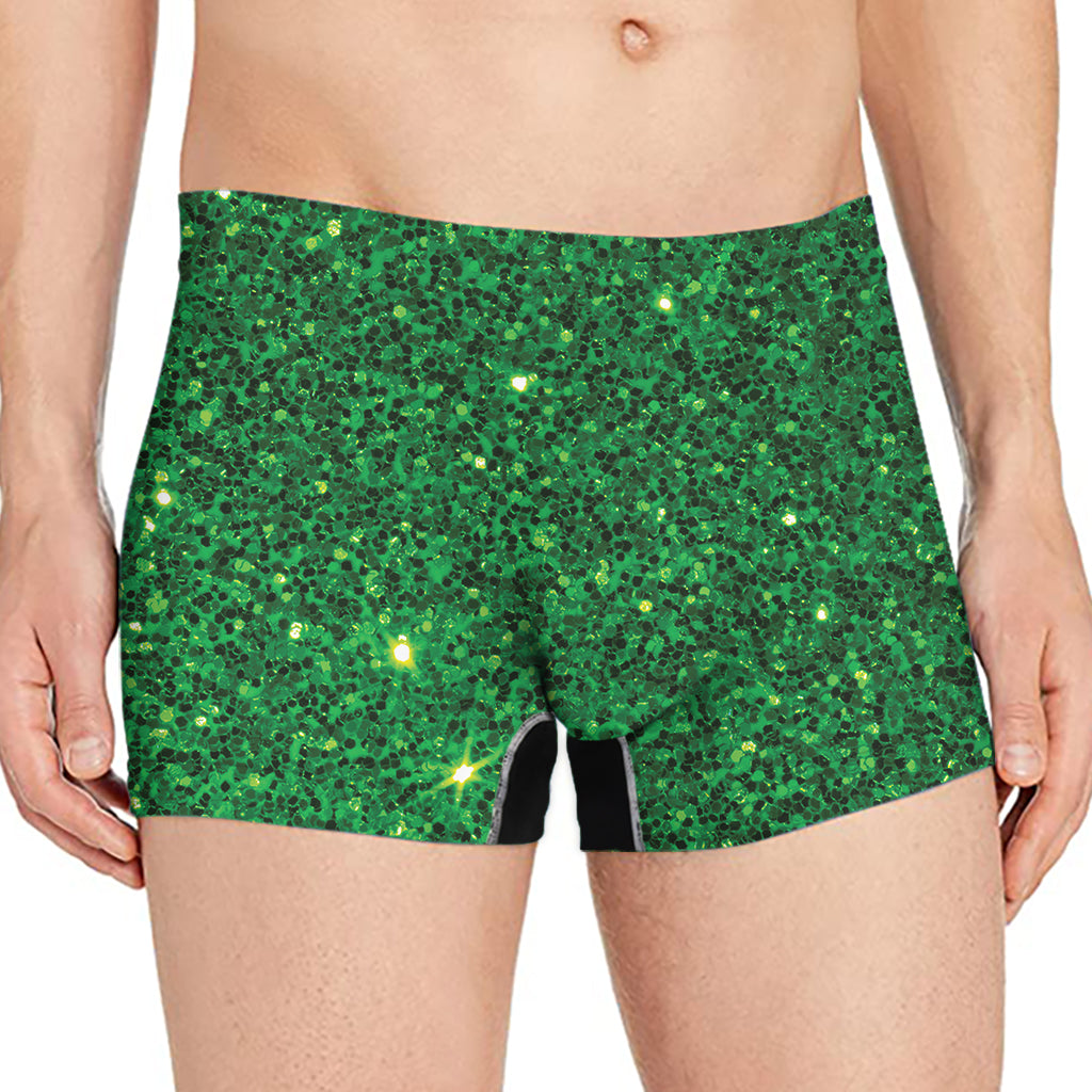 Green Glitter Texture Print Men's Boxer Briefs