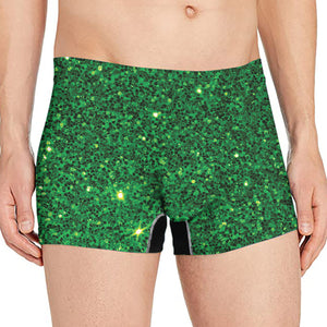 Green Glitter Texture Print Men's Boxer Briefs