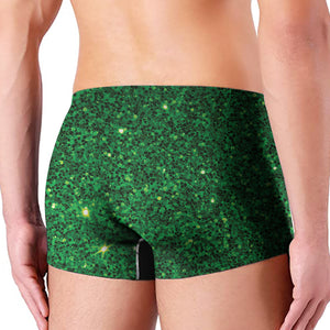 Green Glitter Texture Print Men's Boxer Briefs