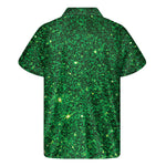 Green Glitter Texture Print Men's Short Sleeve Shirt