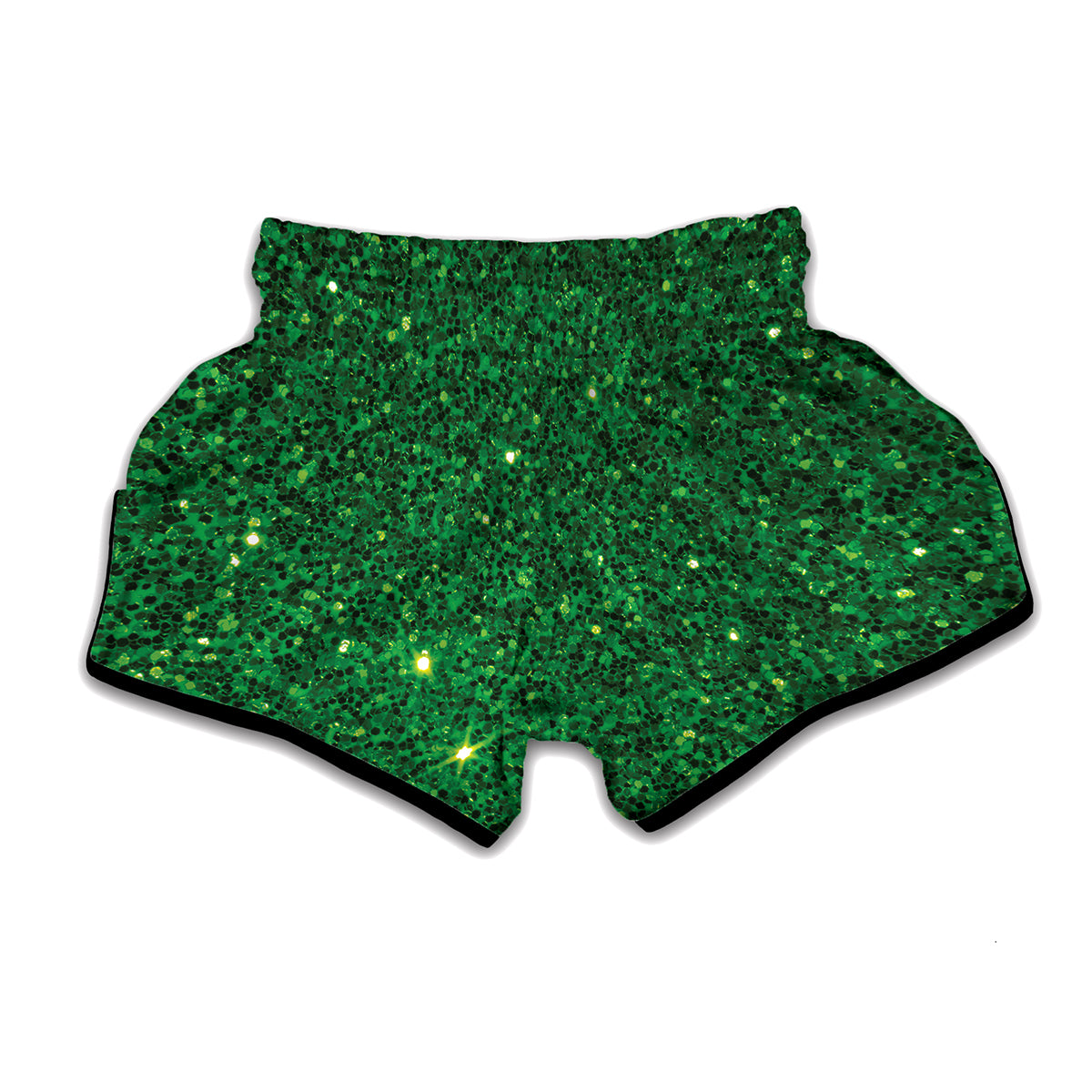 Green Glitter Texture Print Muay Thai Boxing Shorts