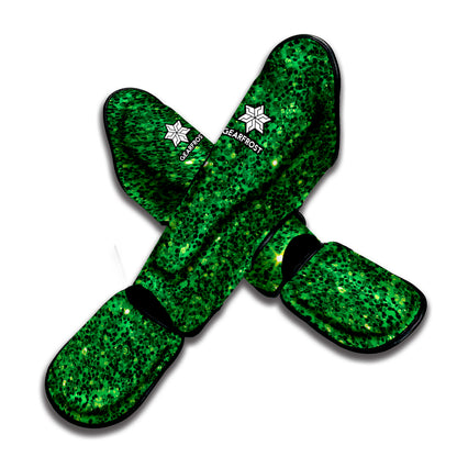 Green Glitter Texture Print Muay Thai Shin Guard