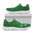 Green (NOT Real) Glitter Print White Running Shoes