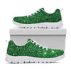 Green Glitter Texture Print White Sneakers