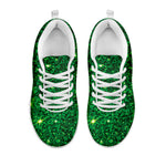 Green Glitter Texture Print White Sneakers