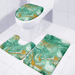 Green Gold Liquid Marble Print 3 Piece Bath Mat Set